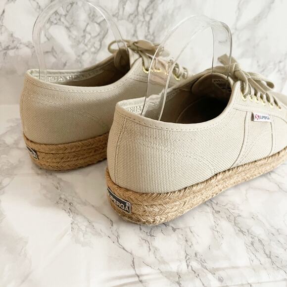 SUPERGA 2790 Rope Espadrille Platform Sneakers Beige Raw 10 - Picture 3 of 7